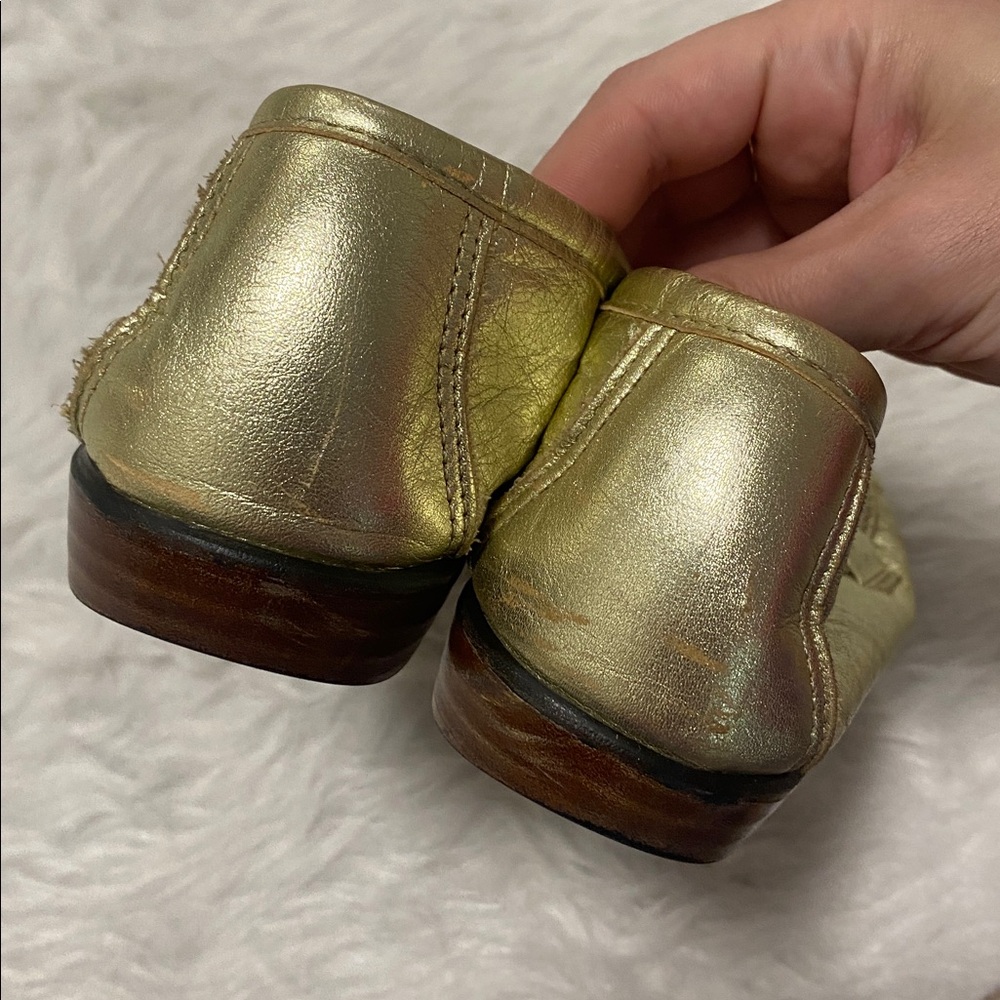 Gold metallic leather vintage SAS penny loafers 10 - Picture 4 of 6